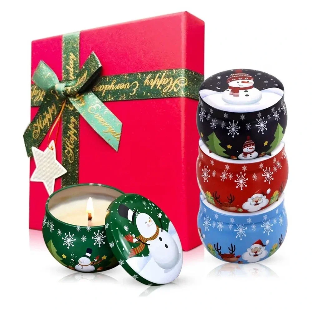 Christmas Candle Set. Four Special Scents-Cookie, Apple, Lavender, Sage [H]
